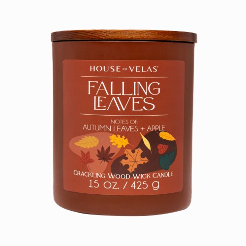 House of Velas Harvest Jar Candle Falling Leaves Perspective: back