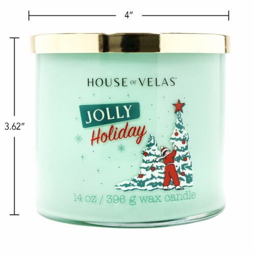 House of Velas Christmas Jar Candle Jolly Holiday Perspective: back