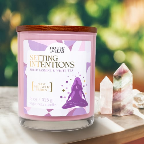 House of Velas® Setting Intentions Sheer Jasmine & White Tea Perspective: back