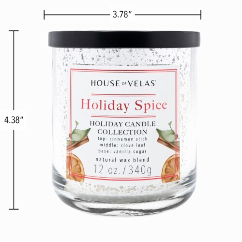 House of Velas Christmas Metallic Jar Candle Holiday Spice Perspective: back