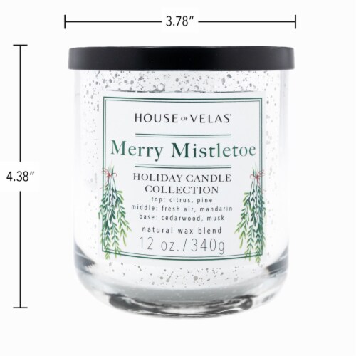 House of Velas Christmas Metallic Jar Candle Mistletoe Perspective: back