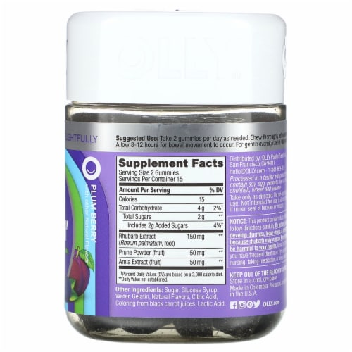 OLLY Keep It Movin' Plum Berry - 30 Gummies Perspective: back