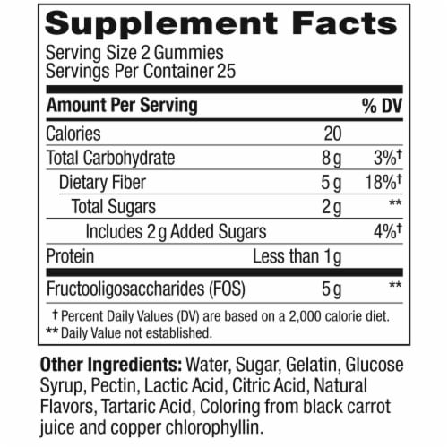 OLLY Fiber Rings Berry Melon Flavor Gummy Supplement Fructooligosaccharides 5mg Perspective: back