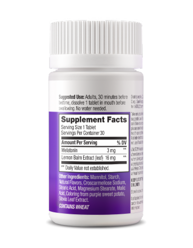 Olly Sleep Fast Dissolves Melatonin & Lemon Balm Perspective: back
