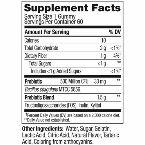 OLLY Probiotic Prebiotic Peach Flavor Gummy Supplement Perspective: back