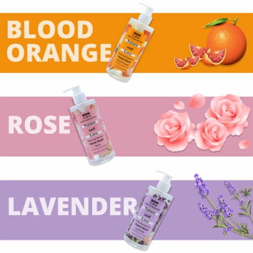Liquid Hand Soap, 13.5 Oz/Each (Rose, Blood Orange, Lavender) Gentle on Your Skin, Pack of 3 Perspective: back