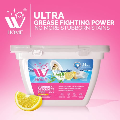 Dishwasher Pods, Formulated with Lemon Extracts, Dishwasher Detergent, 24 Count Perspective: back