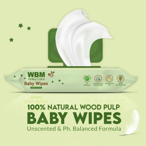 WBM Baby Wipes, Safe & Clean with Flip Flop Dispenser, Flushable Wet Wipes (Pack of 24) Perspective: back