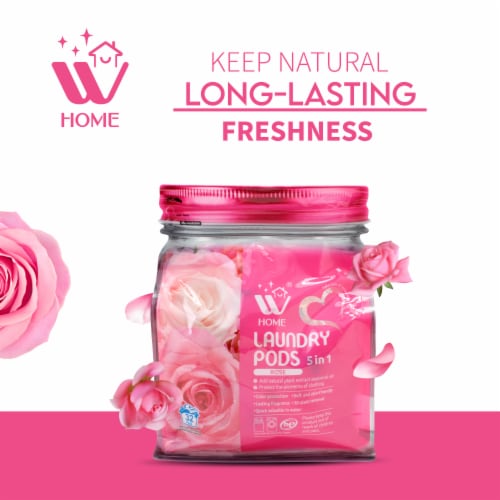 W Home 5 in 1 Laundry Pods with Rose Scent, 32 Count Each - Pack of 6 Perspective: back