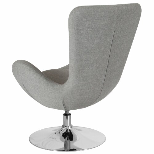 Merrick Lane High-Back Egg Style Lounge Chair with Lumbar Pillow in Light Gray Fabric Perspective: back