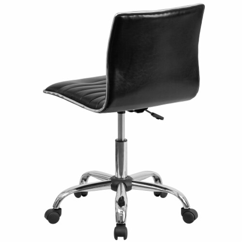 Merrick Lane Ergonomic Black Armless Office Desk Chair-Ribbed Low Back & Seat - Chrome Border Perspective: back