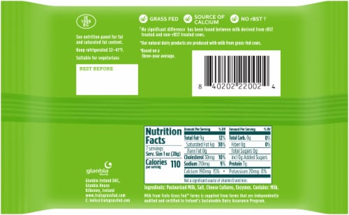 Truly Grass Fed™ Natural Aged Cheddar Cheese Perspective: back