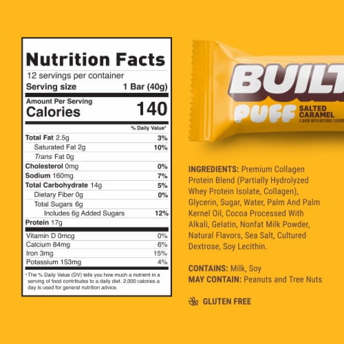 Built™ Puff Salted Caramel Milk Chocolate Protein Bar Perspective: back