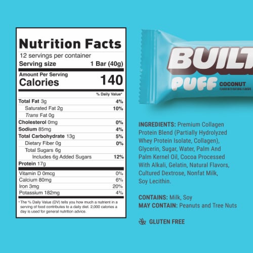 Built® Puff Coconut Protein Bar Perspective: back