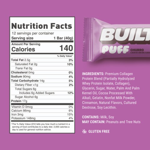 Built® Puff Churro Protein Bar Case Lot Sale Perspective: back