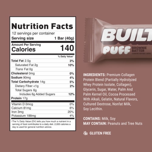 Built® Puff Brownie Batter Protein Bar Perspective: back