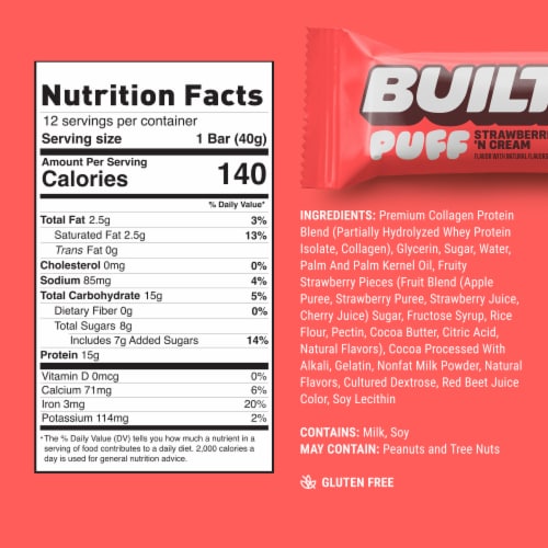 Built™ Strawberries N' Cream Puff Protein Bar Perspective: back
