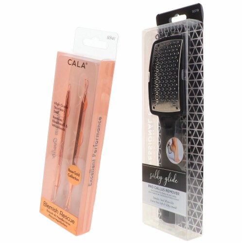 CALA Rose Gold Blemish Rescue Kit 2 pc & Silky Glide Pro Callus Remover Black Combo Pack Perspective: back