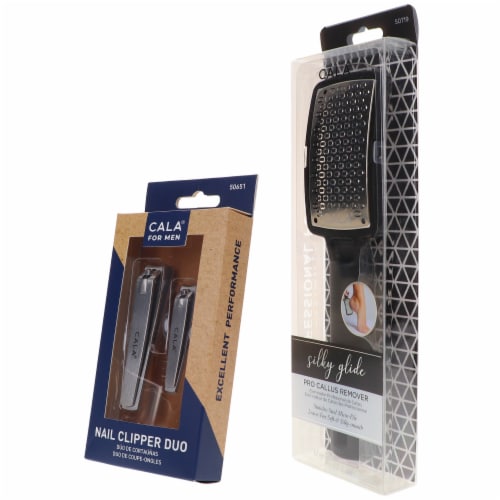 CALA Nail Clipper Duo for Men & Silky Glide Pro Callus Remover Black Combo Pack Perspective: back