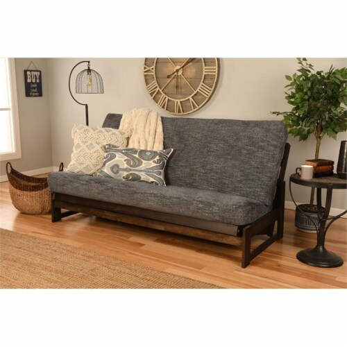 Kodiak Furniture Full-size Futon Cover in Handwoven Smoke Gray Fabric Perspective: back