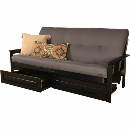 Kodiak Furniture Monterey Black Storage Wood Futon with Twill Gray