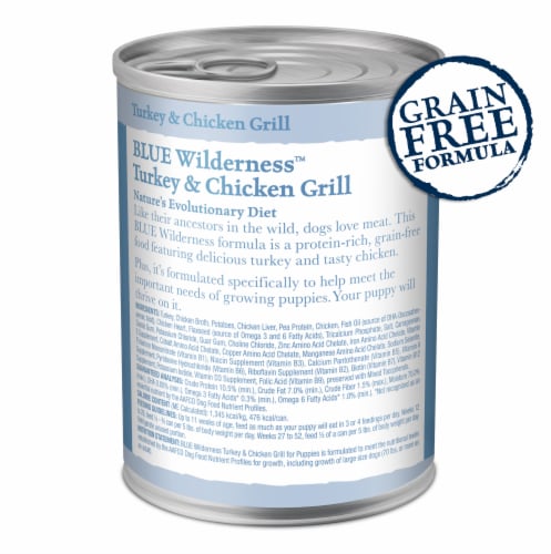 Blue Buffalo Wilderness High-Protein Grain-Free Puppy Wet Dog Food Turkey & Chicken Perspective: back