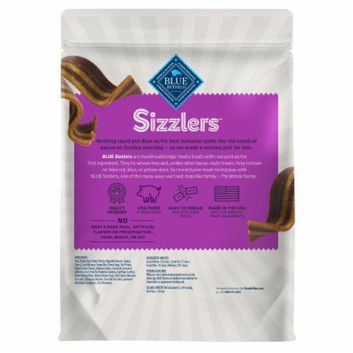 Blue Buffalo Sizzlers Natural Bacon Style Soft Moist Dog Treats Perspective: back