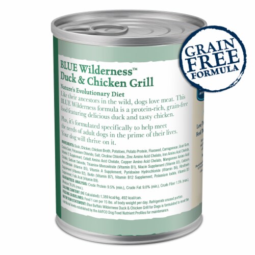 Blue Buffalo Wilderness High-Protein Adult Wet Dog Food Duck & Chicken Grill Perspective: back