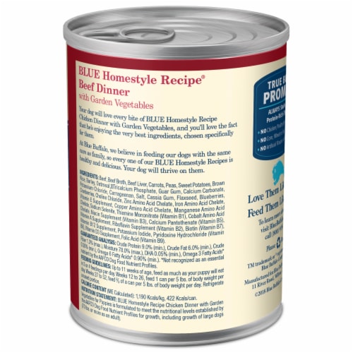 Blue Buffalo Homestyle Recipe Natural Beef Adult Wet Dog Food Perspective: back