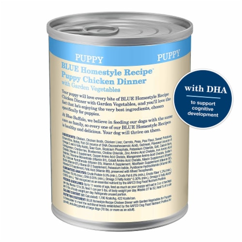 Blue Buffalo Homestyle Natural Puppy Wet Dog Food Chicken Dinner Perspective: back