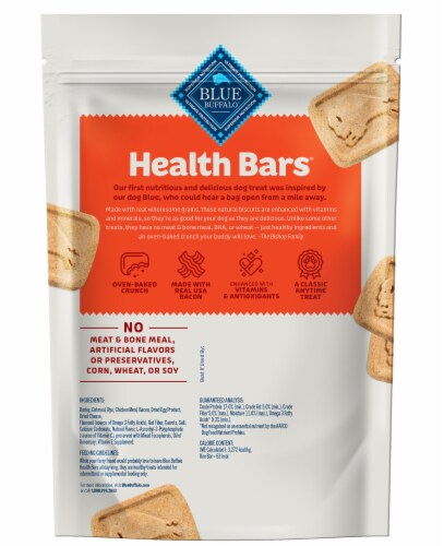 Blue Buffalo Health Bars Natural Bacon Egg & Cheese Crunch Dog Treats Biscuits Perspective: back