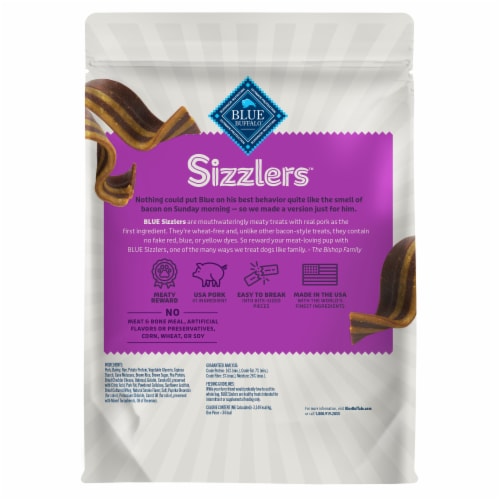 Blue Buffalo Sizzlers Bacon-Style Soft Dog Treats Pork Perspective: back