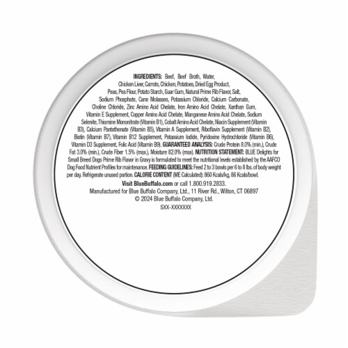 Blue Buffalo Delights Small Breed Wet Dog Food Prime Rib Flavor in Gravy Perspective: back