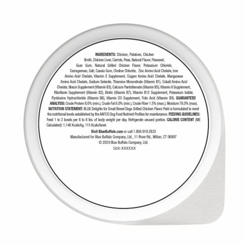 Blue Buffalo Delights Grilled Chicken Flavor Pate Small Breed Dog Food Perspective: back