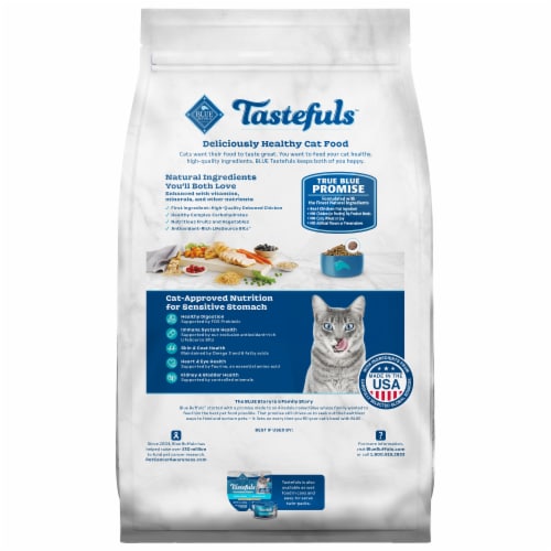 Blue Buffalo Tastefuls Adult Sensitive Stomach Dry Cat Food Chicken & Brown Rice Perspective: back