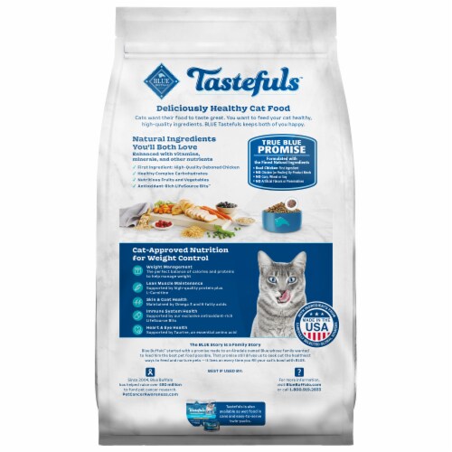Blue Buffalo Tastefuls Weight Control Natural Chicken and Brown Rice Recipe Adult Dry Cat Food Perspective: back
