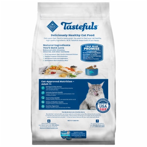 Blue Buffalo Tastefuls Natural Chicken and Brown Rice Adult 7+ Dry Cat Food Perspective: back