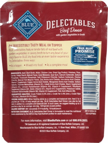 Blue Buffalo™ Delectables Beef Dinner Grain Free Dog Food Topper Perspective: back