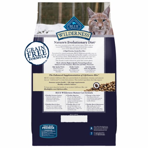 Blue Buffalo Wilderness Mature High-Protein Grain-Free 7+ Dry Cat Food Chicken Perspective: back