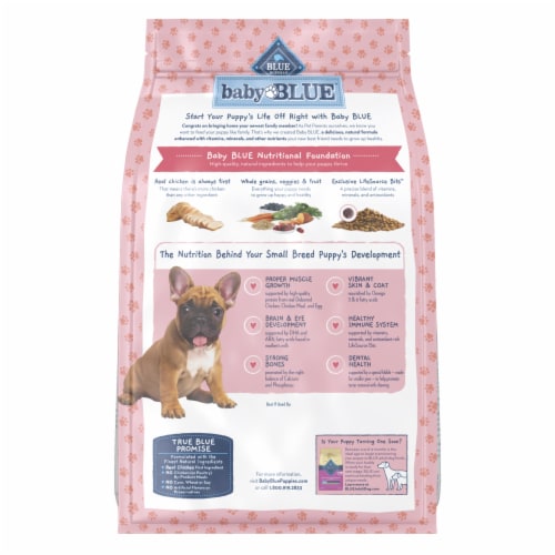 Blue Buffalo Baby BLUE Small Breed Puppy Dry Dog Food, Chicken and Oatmeal Recipe, 4-lb Bag Perspective: back