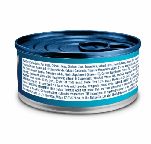 Blue Buffalo Tastefuls Ocean Fish and Tuna Entree Pate Wet Cat Food Perspective: back