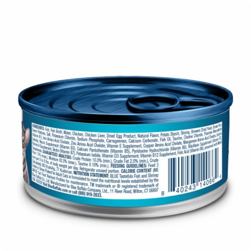 Blue Buffalo Tastefuls Natural Fish and Shrimp Entrée in Gravy Flaked Wet Cat Food Perspective: back