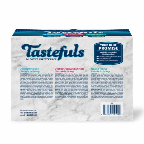 Blue Buffalo Tastefuls Natural Tuna Chicken Fish & Shrimp Flaked Wet Cat Food Variety Pack Perspective: back