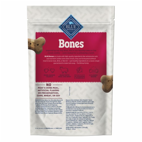 Blue Buffalo Bones Crunchy Biscuit Large Dog Treats Natural Beef Perspective: back