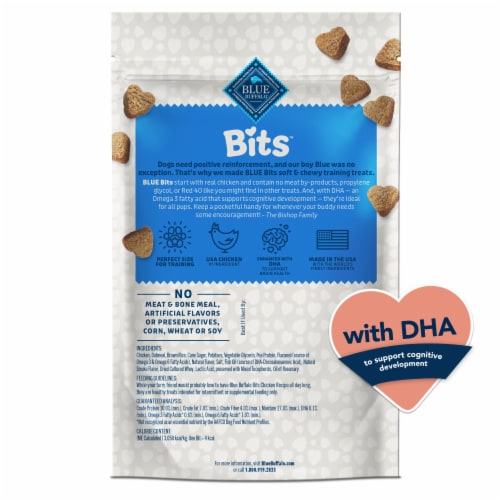 Blue Buffalo Bits Natural Chicken Recipe Soft-Moist Training Dog Treats Perspective: back