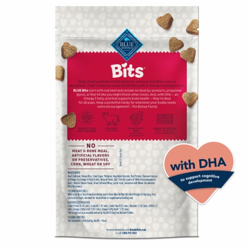 Blue Buffalo Bits Soft-Moist Training Dog Treats Natural Beef Perspective: back