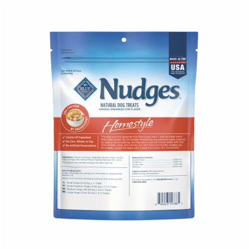 Blue Buffalo Nudges Homestyle Natural Dog Treats Chicken Peas, and Carrots Perspective: back