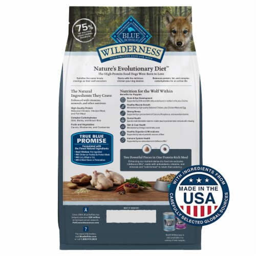 Blue Buffalo Wilderness High Protein Natural Puppy Dry Dog Food Chicken Perspective: back