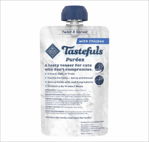 Blue Buffalo Tastefuls Natural Adult Purees Pouch Wet Cat Food Chicken Perspective: back