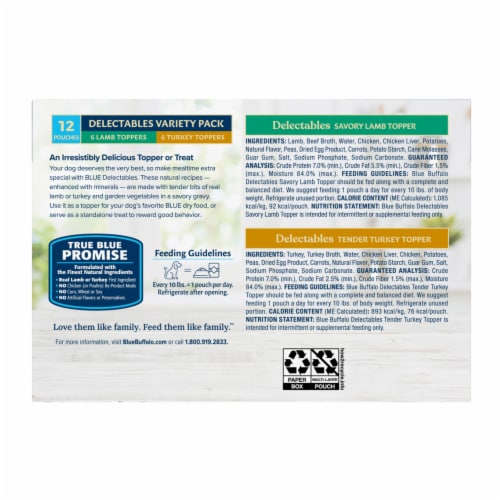 Blue Buffalo Delectables Natural Wet Dog Food Toppers Variety Pack Lamb & Turkey Dinner Perspective: back